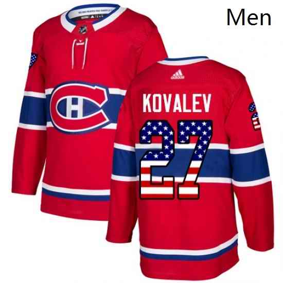 Mens Adidas Montreal Canadiens 27 Alexei Kovalev Authentic Red USA Flag Fashion NHL Jersey